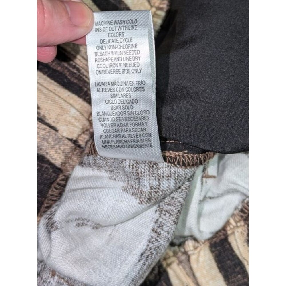 Democracy Wide Leg Pants L Women's Printed Hi Rise Rayon Tie Belt Pull On Pocket - Picture 8 of 8